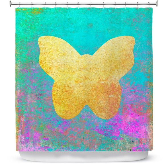 Shower Curtains 70" x 84" from DiaNoche Designs by China Carnella - Aqua Butterfly