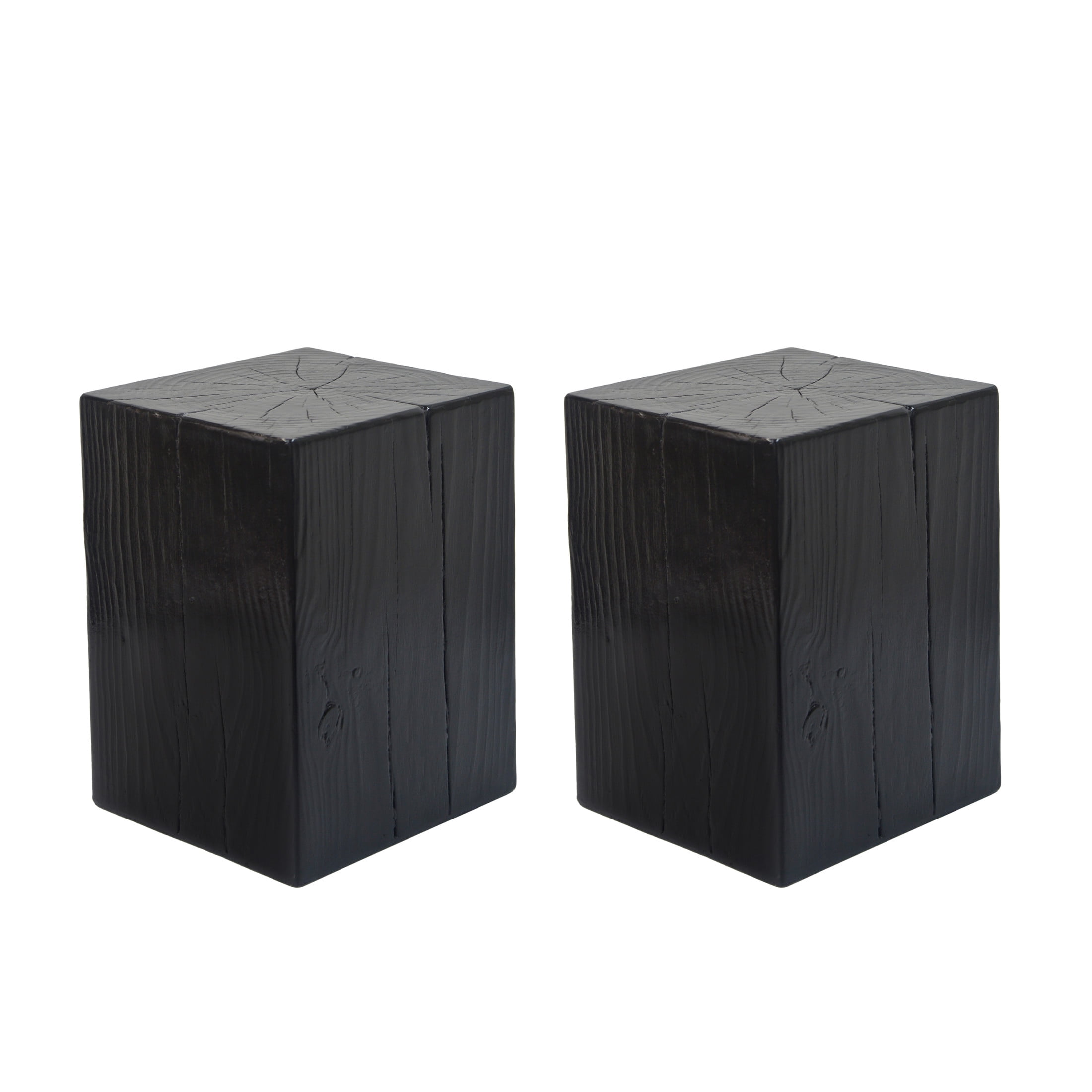 Christopher Knight Home 18" MGO End Table, Wood-Look Square Design, Indoor Outdoor Side Table, Black Finish, Set of 2