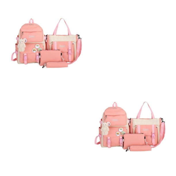 Qarigey escolar para niños antirrobo de tela Mochilas escolares antisísmicas resistentes al desgaste transpirables rosa rosa 2Conjunto