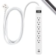 thumbnail image 2 of Power Strip GE de 6 salidas con 1 cable USB-A y 1 USB-C de 6 pies, blanco, 2 of 6