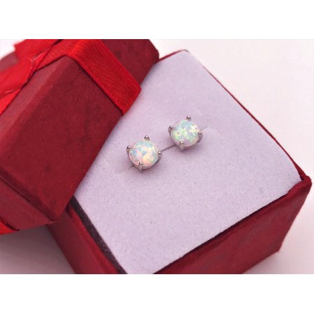 White Opal Silver Earrings ,Gemstone Earrings, Stud Opal Earrings, October Birthstone, Opal silver Earrings, White Opal jewelry,
