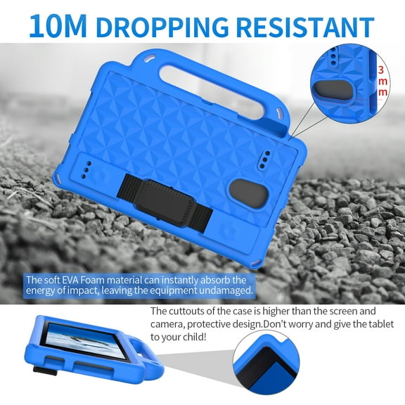 Handle Case for Samsung Galaxy Tab A 8.0" (SM-T380), Shockproof Protective Silicone Case Cover with Adjustable Shoulder Strap (Blue)