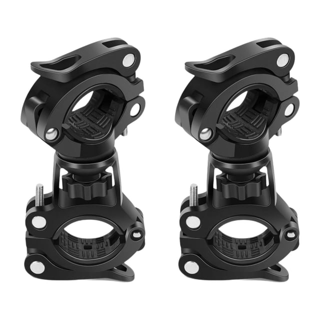 Soportes para linterna de bicicleta, abrazaderas para antorcha, piezas ligeras de rotación de 360 grados, 2 uds. Negro
