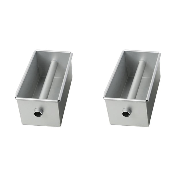 2X Molde para Hornear Pasteles Largos Antiadherente Molde para Pasteles CorazóN Que Fluye Molde para Pan Cuadrado AleacióN Aluminio con Herramientas para Pasteles de Tubo Central