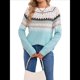 thumbnail image 3 of Suéter Vintage Informal para Mujer, Jersey de Punto con Mangas Raglán y Cuello Redondo, Top Cálido y Cómodo para Otoño. Azul S, 3 of 10