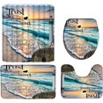 thumbnail image 2 of Inspirational Quote Shower Curtain 4PCs Set Trust in The Lord with All Thine Heart Ocean Lighthouse Beach Nautical Bath Curtain with Hook Bath mat Rug Toilet Lid Cover U Shape Mat Toilet, 2 of 2