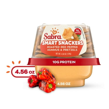 Sabra Snackers Roasted Red Pepper Hummus with Pretzels, Fresh, 4.56 oz Plastic Cup, Dairy-Free, 129g