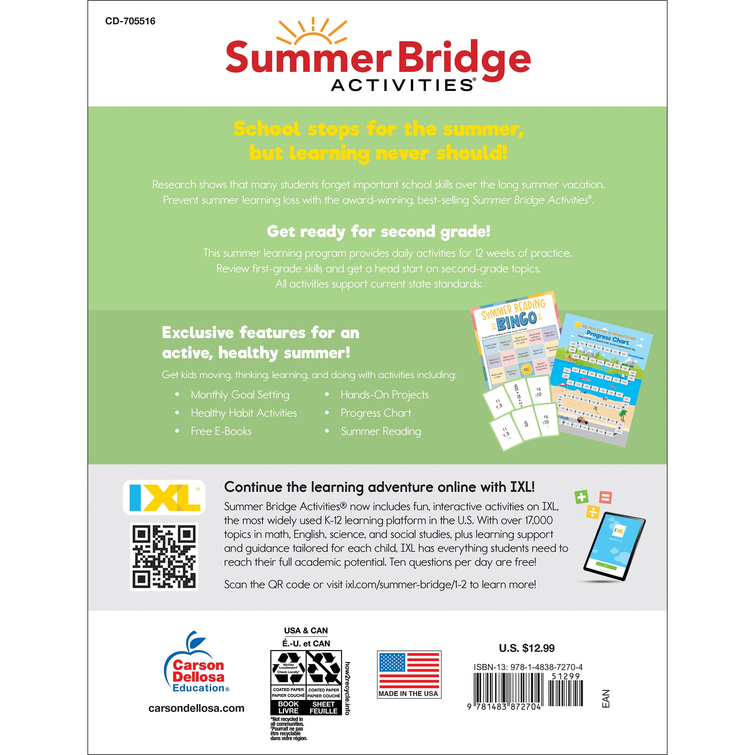 Summer Bridge Activities Workbook (160 pages) Grade 1-2