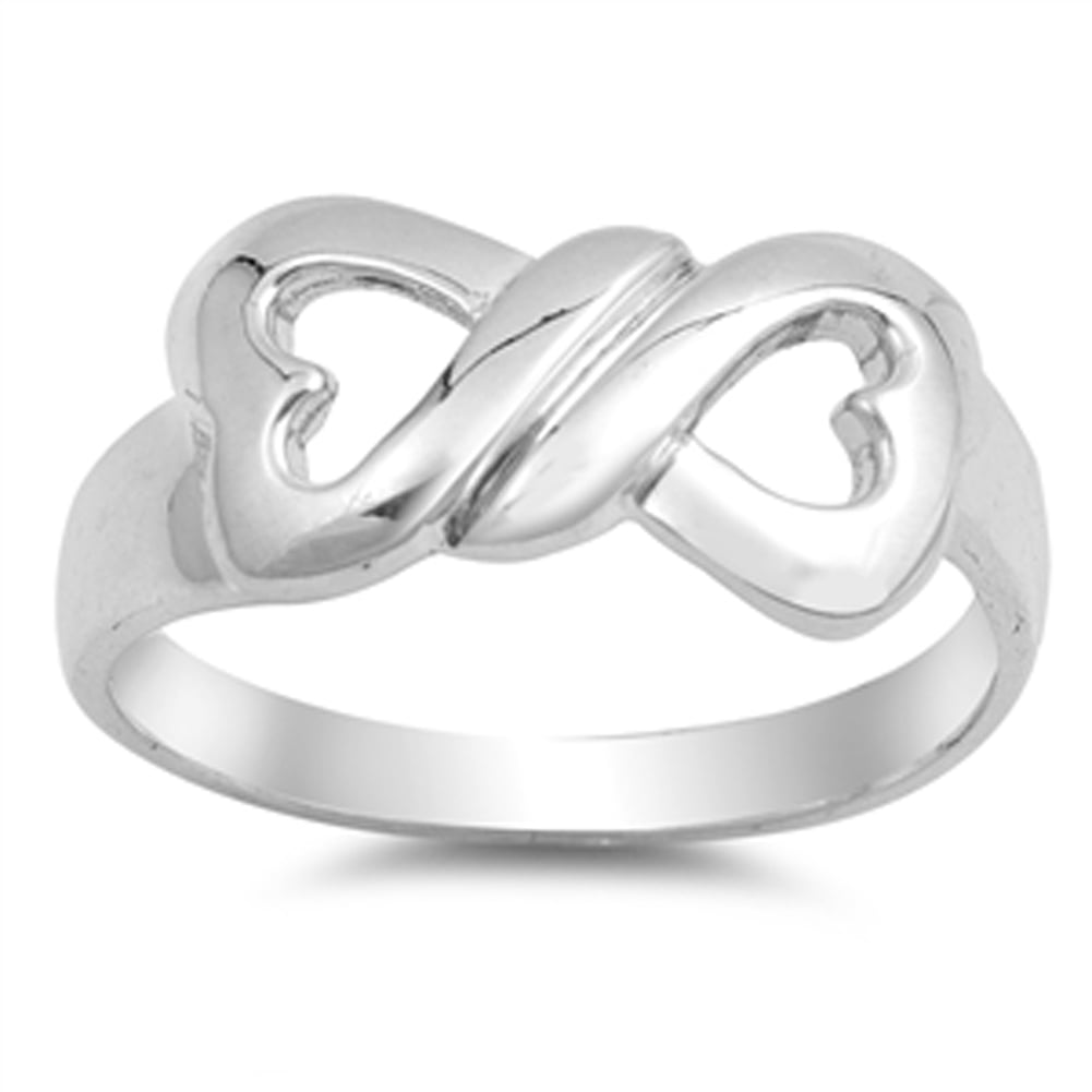 Rose Gold-Tone Infinity Knot Heart Ring New .925 Sterling Silver Band Sizes 5-10