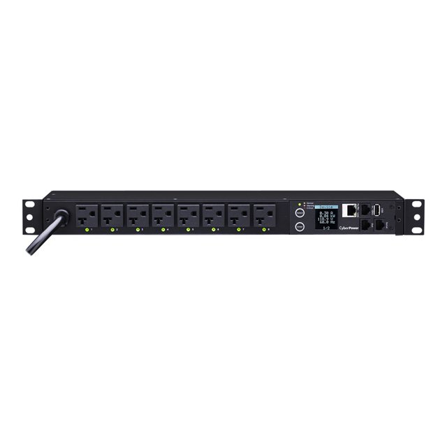 CyberPower Switched Series Série PDU41002 - Unité de distribution de Puissance (Montable en Rack) - AC 100-120 V - 1-phase - Ethernet, - Entrée : NEMA 5-20P - Connecteurs de Sortie : 8 (NEMA 5-20R) - 1U - Cordon de 12 Pieds