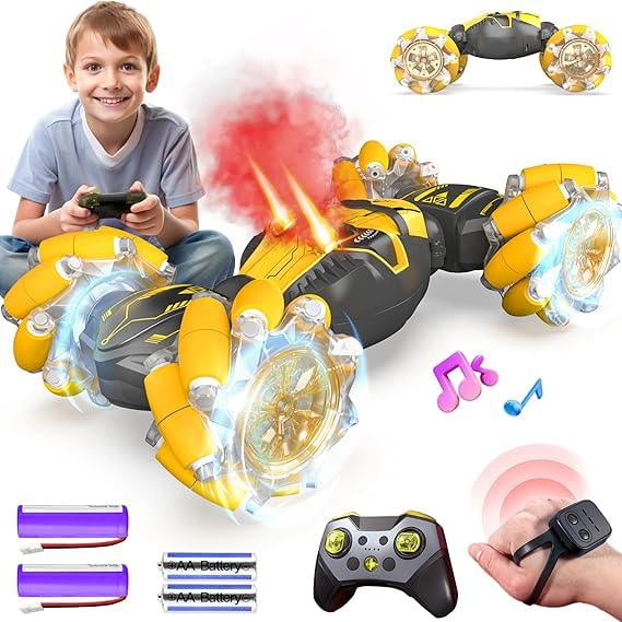 BEZGAR Gesture-Controlled RC Stunt Car – 360° Flips, LED Lights, Kids Toy