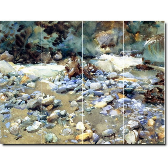Ceramic Tile Mural-John Sargent Country Painting 261. 17" w x 12.75" h using (12) 4.25 x 4.25 ceramic tiles