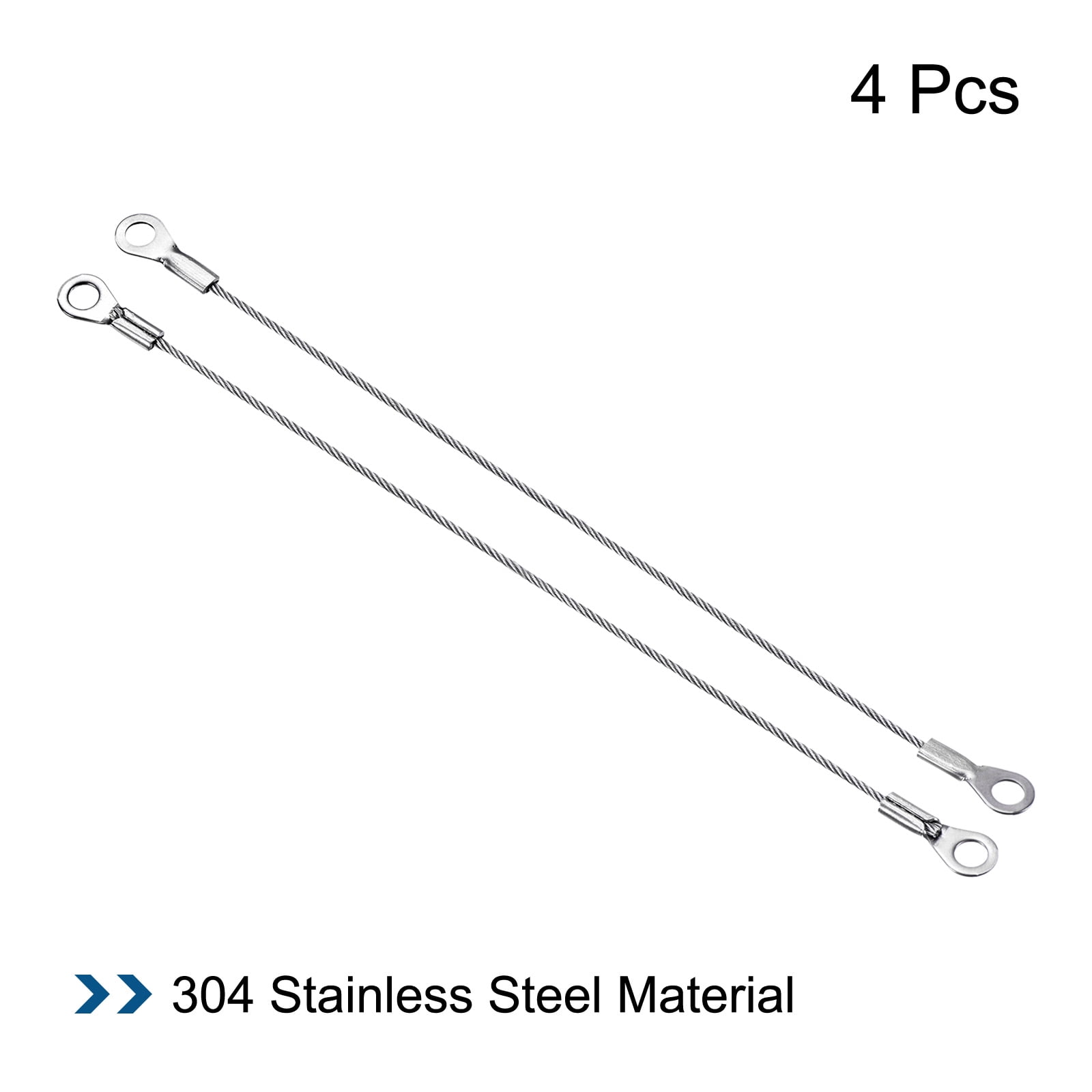 Unique Bargains Stainless Steel Lanyard Cable Eyelets Ended Widely Used Rope 1.5mmx20cm