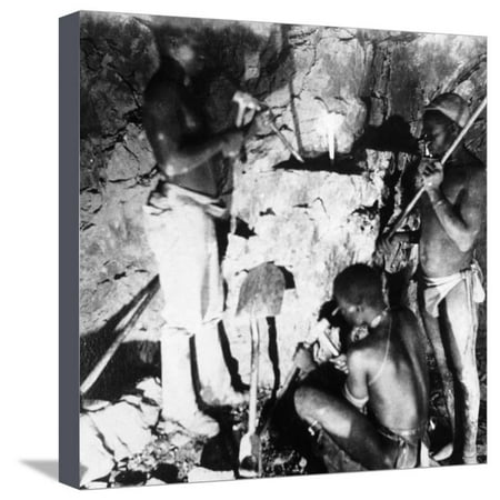 Basuto miners in De Beers diamond mines, Kimberley, South Africa, c1885. Artist: Anon Stretched Canvas Print Wall Art By