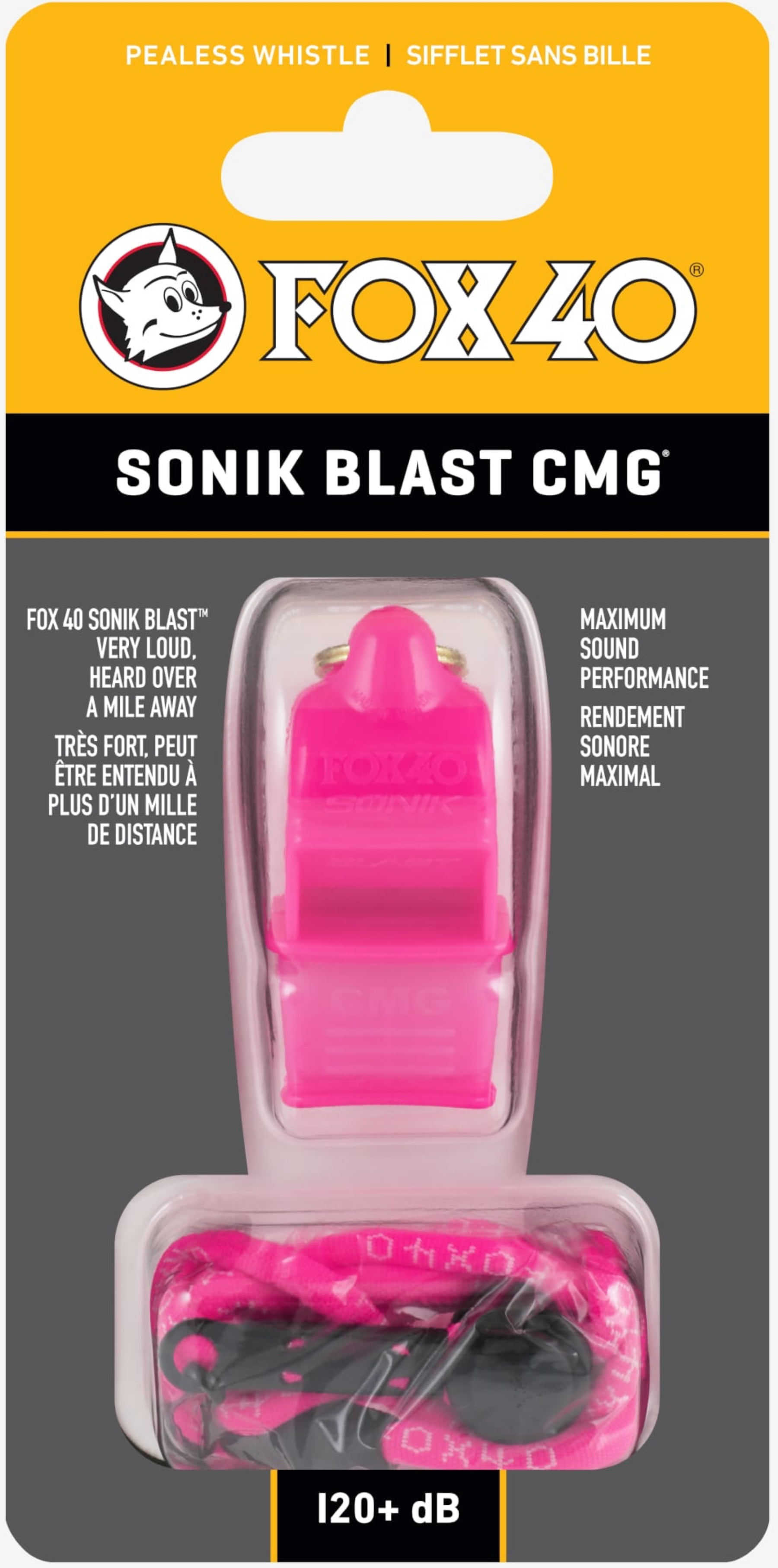 Fox 40, Pealess Whistle, Sonik Blast CMG, Neon/Black, 120dB