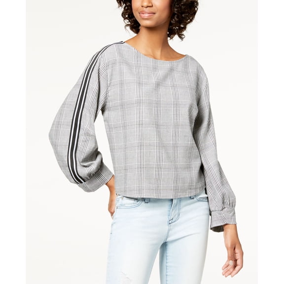 7 Sisters Juniors Striped Sleeve Top Charcoal Black L