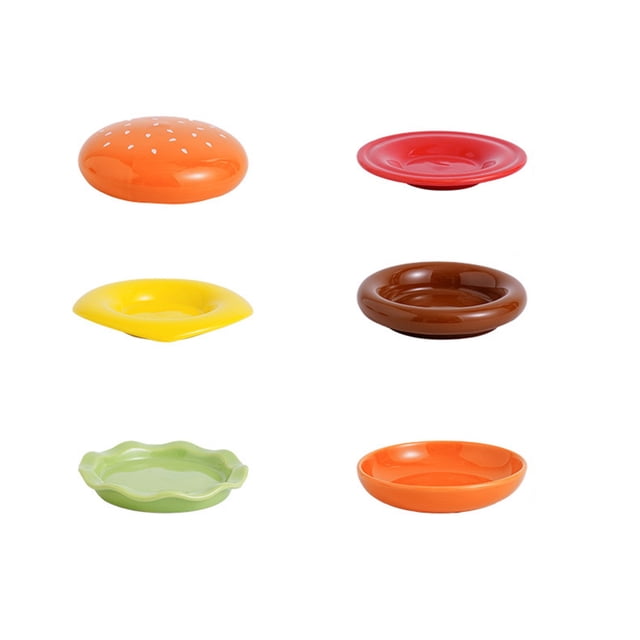 Juego de hamburguesas con forma de hamburguesa, mini platos de sushi de 6 capas, platos divididos para postres y aperitivos, vajilla de postre con platos