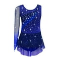 thumbnail image 3 of iixpin Lyrical Dance Dress for Girls Asymmetrical Figure Ice Skating Competition Outfits Dancing Clothes Navy Blue 14, 3 of 4