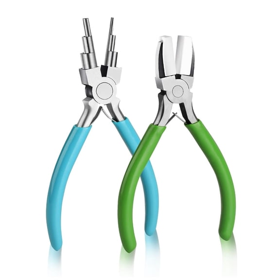 2 Pieces Jewelry Making Tool Including 6 in 1 Jewelry Pliers Wire Bending Pliers for Jewelry Making Beading Looping Shaping Wire DIY Crafts