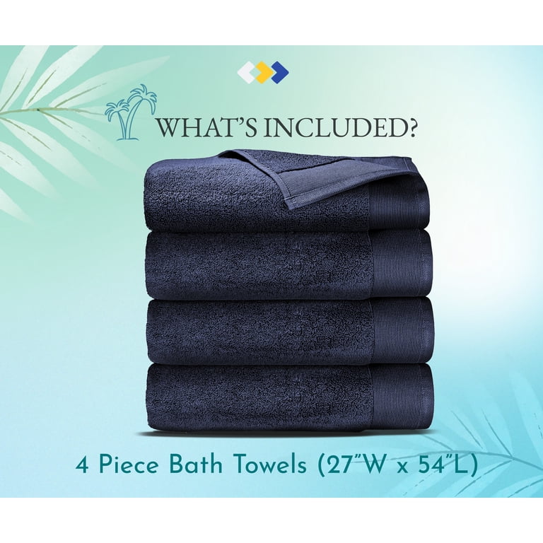 Turkish Hand Towels Set Of 4 - 100% Cotton Bathroom Hand Towels 16x28 Inches (Navy Blue)