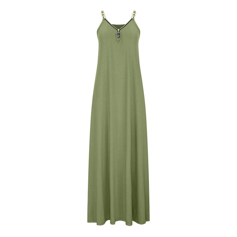 slim fit dress slacks Womens Boho Chic Pleated Midi Dress Olive Green Mocha Mousse / Medium main image 0