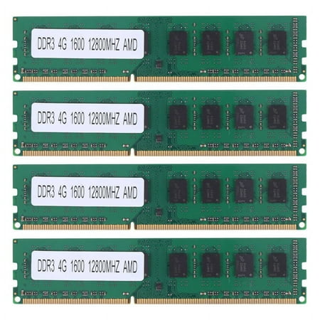 4X DDR3 4GB Memory Ram PC3-12800 1.5V 1600Mhz 240 Pin Desktop Memory DIMM Unbuffered and Non-ECC for Desktop AMD