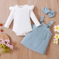 thumbnail image 4 of Gupgi 2 Pcs Ensembles pour Bébés Filles Doux à Manches Longues Col Rond Barboteuse Poche avant Jupe à Bretelles, 4 of 7