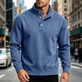thumbnail image 5 of Fengqque Men’s Classic Quarter Button Stand Collar Sweatshirts Golf Daily office Wear Four Button Placket Long Sleeve Regular Fit Pullover Tops Blue L, 5 of 7