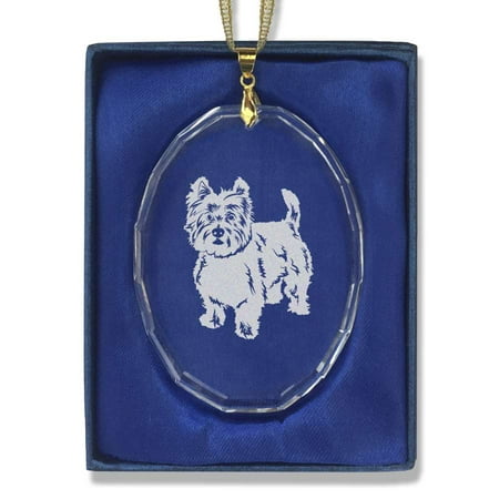 Boston Terrier Dog Ornament - Oval Crystal Christmas Ornament - West Highland White Terrier Dog