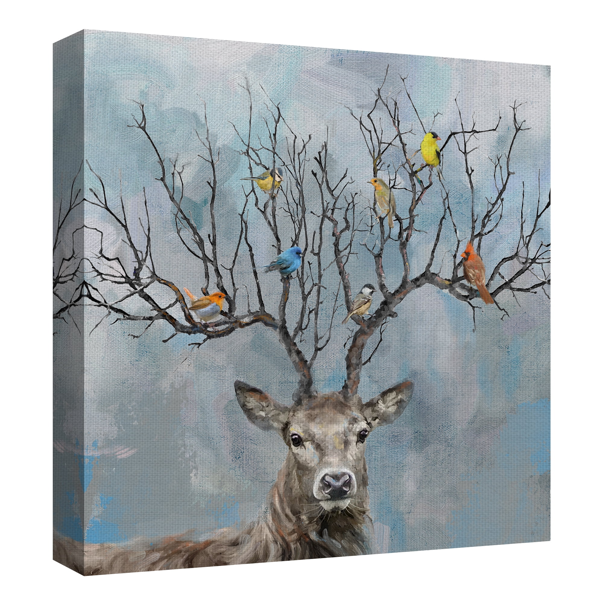 Masterpiece Art Gallery Nearest & Dearest Birds, Deer By Studio Arts Canvas Art Print 24" x 24"