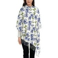thumbnail image 4 of Cauagu Blue Flax Flowers Print Women Wrap Shawl tassels Scarves Retro Scarf 77.6"X28.3", 4 of 8