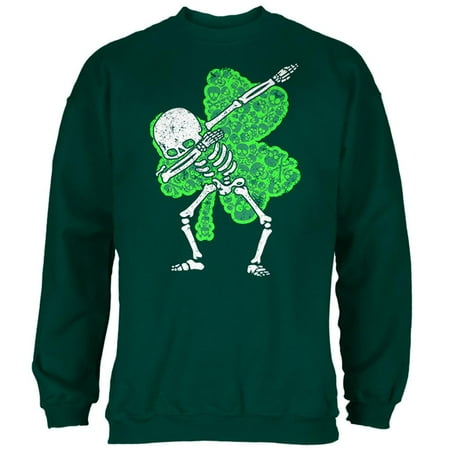 St Patricks Dabbing Skeleton Shamrock Skulls Mens Sweatshirt