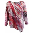 thumbnail image 1 of Plus Size Woman Multi Color Abstract Design Long Sleeve Blouse T Shirt Knit Top Red 3X (17025), 1 of 3