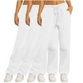 thumbnail image 3 of 3 Pack Womens Baggy Fashion Sweatpants Casual Solid Color Loose Running White Wicking Breathable Sweatpants S-2XL, 3 of 6