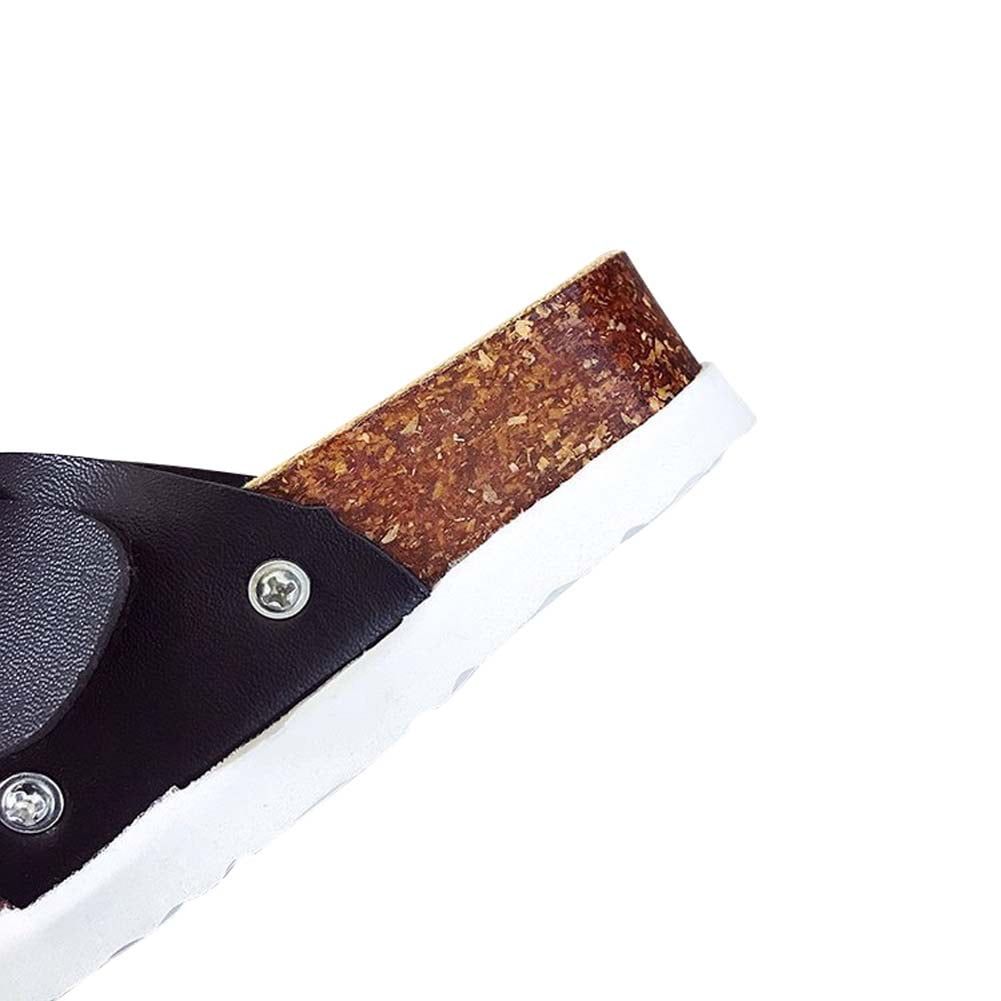 Kepooman Women' s Summer Casual Flip Flop with Adjustable Buckle, Ladies Flat Cork Sandals Open Toe Slide Shoe for Travel Beach, Black, US-7 Kepooman Women' s Summer Casual Flip Flop with Adjustable Buckle, Ladies Flat Cork Sandals Open Toe Slide Shoe for Travel Beach, Black, US-7