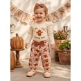 thumbnail image 4 of Cjfdfy Newborn Baby Girl Thanksgiving Fall Outfit Turkey Long Sleeve Romper Print Pants and Bow Headband 3pcs Infant Cute My First Thanksgiving Fall Winter Outfits 0-18M, 4 of 9