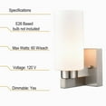 thumbnail image 2 of Moose Modern 2-Light Brushed Nickel Dimmable LED Indoor Wall Sconces with Frosted Glass, 2 of 7