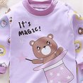 thumbnail image 4 of TOWED22 Toddler Newborn Girl Fall Winter Outfits Clothing Long Sleeve Soft Sweatshirt + Elastic Waist Pants 2pcs Set Cute Daily(Purple,3-4 Y), 4 of 4