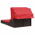 thumbnail image 3 of vidaXL Double Sun Lounger with Canopy and Cushions Brown Poly Rattan, 3 of 5