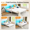 thumbnail image 3 of Zimtown Daybed with Trundle Included, Twin Size Metal Daybed Frame with Pull out Trundle Bed, No Box Spring Needed,White, 3 of 10