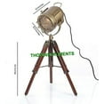 thumbnail image 4 of THOR INSTRUMENTS Vintage Industrial Style Brown Brass Finish Teak Wood Tripod Table LAMP Rustic Vintage Home Decor Gifts, 4 of 4
