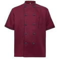 thumbnail image 2 of Toptie Short Sleeve Chef Jacket Kitchen Cook Coat Stripe Uniforms-Red-S, 2 of 5