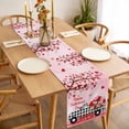 thumbnail image 3 of Valentine's Day Table Runner 72 Inches Long Farmhouse Dress Scarves, Ombre Pink Love Tree Truck Roses Plaid Dining Tablerunner for Coffee Table/Kitchen Island/Party Décor, 13" x 72", 3 of 8