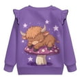 thumbnail image 6 of Yuyamidu Highland Cow Sweatshirt for Toddler Girls 1T-2T Dark Purple Long Sleeve Ruffle Shoulder Crewneck Sweatshirts Pullover Tops Lightweight Comfy School Outdoor Play Wear, 6 of 8