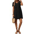 thumbnail image 1 of Vestido Bohemio de Fiesta para Mujer, de Corta, con Botones y Cuello en V, con Bolsillos, Color Negro, Talla XL, 1 of 6