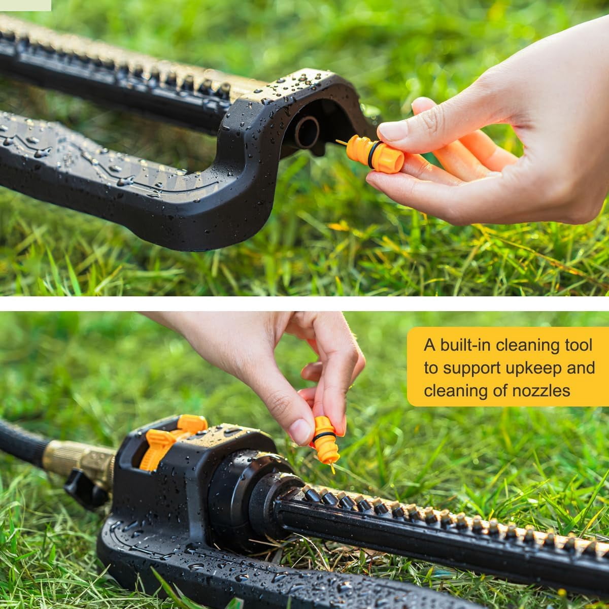 FANHAO Oscillating Sprinkler for Yard,  Covers up to 3,600 sq. ft., Durable Lawn Sprinkler with 19 Precision Nozzles