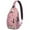 Pink Ghost Bat, variant on Sling Backpack,Pink Halloween Ghosts Sling Bag with Water Bottle Holder,Waterproof Sling Bag for Men/Women with Headphone Jack for Hiking,Travel