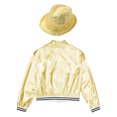 thumbnail image 4 of IEFIEL Girls Boys Metallic Bomber Jacket Juniors Long Sleeve Bronzing Coat Outerwear for Hip Hop Jazz Dance Gold-A 6, 4 of 7