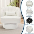 thumbnail image 5 of Modern Swivel Barrel Accent Chair, 360° Teddy Fabric Upholstered Armchair with Striped Backrest & Plush Padding, Comfy Round Lounge Chair for Living Room, Bedroom, Reading Nook, Beige, 5 of 8