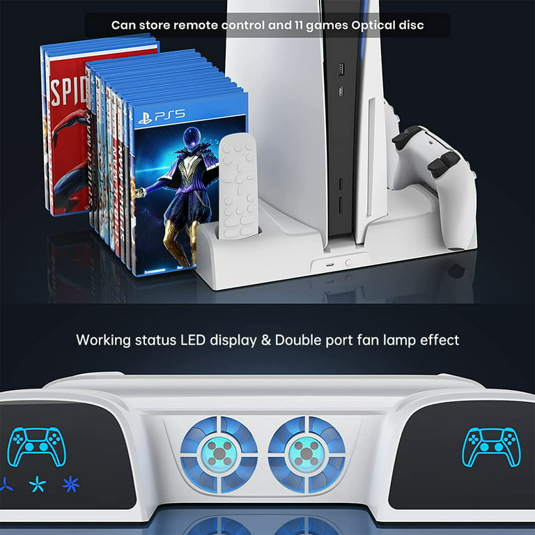 AGPtek Vertical Stand for PS5 Slim / PS5 Cooling Fan Dual